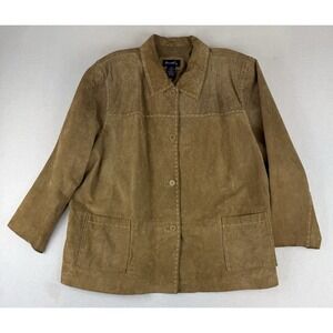 Denim & Co. Jacket Women's 3X Tan Leather Suede Long‎ Sleeve VTG 90s